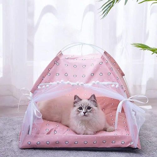 Lit De Tente Pour Animaux De Compagnie, Lit De Tipi Pliant Tentes Et Maisons Portables Nid Dog & Cat Tente Avec Coussin Amovible Pour Chat Petit Chien Sommeil Lit (S-D)