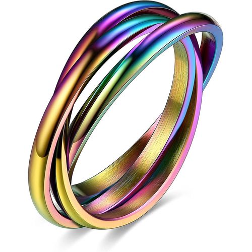 Bagues De Bande Imbriquées Pour Les Femmes Filles, Bagues Croisées Empilables En Acier Inoxydable En Argent / Or / Or Rose / Noir Tone, Bague De Promesse Minimaliste Pour L¿Amour / En