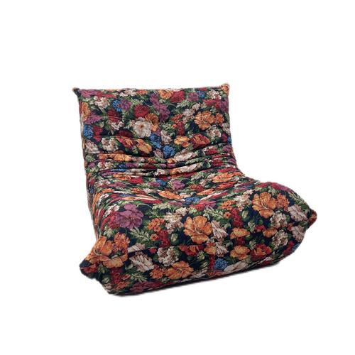 Floral Pattern Single-Seater Togo Sofa - Black Iris - No-Assembly, Ergonomic Design, Double-Layer Foam Comfort