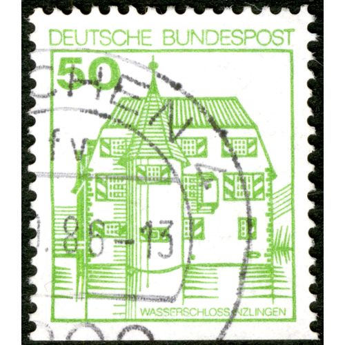 Timbre Oblitéré Deutsche Bundespost 50 Wasserschloss Inzlingen