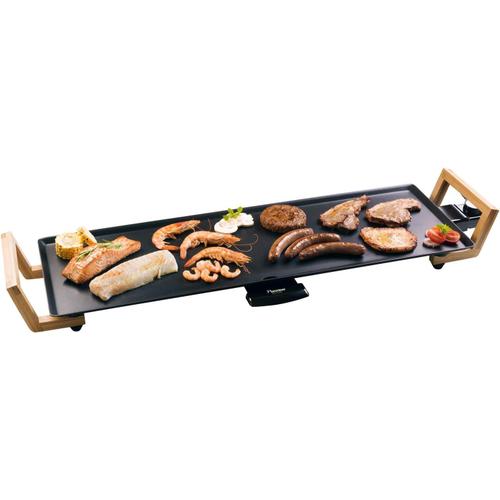 Plancha Électrique, Barbecue Electrique Xl Avec Revêtement Anti-Adhésif, Gril De Table Pouvant Jusqu'À 6 Personnes,Surface De Cuisson Extra Longue, Asia Lounge, Couleur: Noir