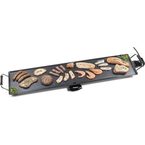 Plancha Électrique, Barbecue Electrique Xxxl Avec Revêtement Anti-Adhésif, Gril De Table Pouvant Jusqu'À 10 Personnes, Surface De Cuisson Extra Longue, Couleur: Noir