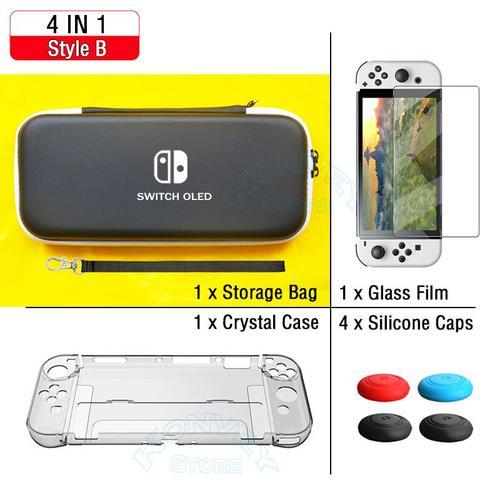 Étui Oled Pour Nintendo Switch,Coque En Cristal,Film En Verre D'écran,Housse,Rangement,Accessoires Oled,4 En 1- 4in1 Style B