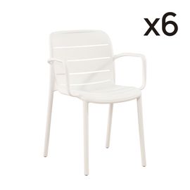 Lot De 6 Chaises De Jardin Empilables En Polypropylène Blanc