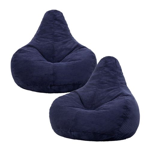 Lot De 2 Poufs Inclinables Velours Côtelé Bleu Marine