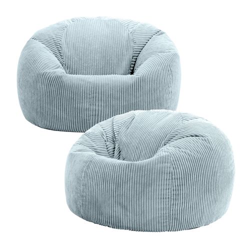 Lot De 2 Poufs Velours Côtelé Bleu Glacé