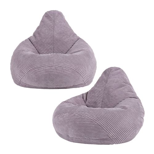 Lot De 2 Poufs Enfant Inclinable Velours Côtelé Mauve