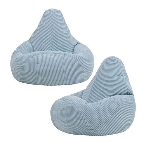 Lot De 2 Poufs Enfant Inclinable Velours Côtelé Bleu Glacé
