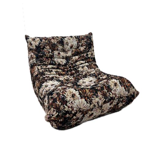 Floral Pattern Single-Seater Togo Sofa - Black Patterns - No-Assembly, Ergonomic Design, Double-Layer Foam Comfort