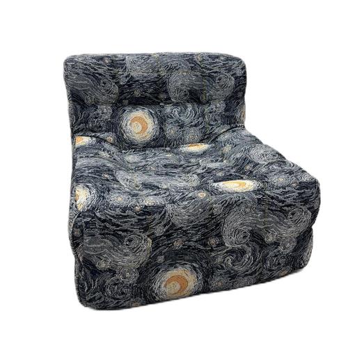 Modern Abstract Pattern Single Sofa Chair - Black - Unique Starry Sky Design, Ergonomic Comfort, And High-Density Foam Cushioning