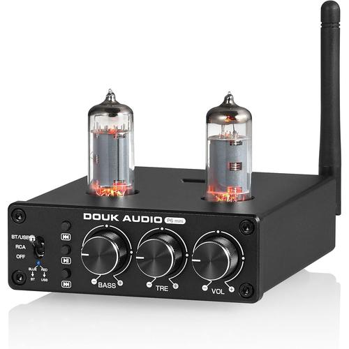 P6-Mini HiFi Bluetooth Préamplificateur à Tubes Mini Stereo Valve Préamplificateur Tube Preamp avec Treble Bass Control pour Le système Home cinéma