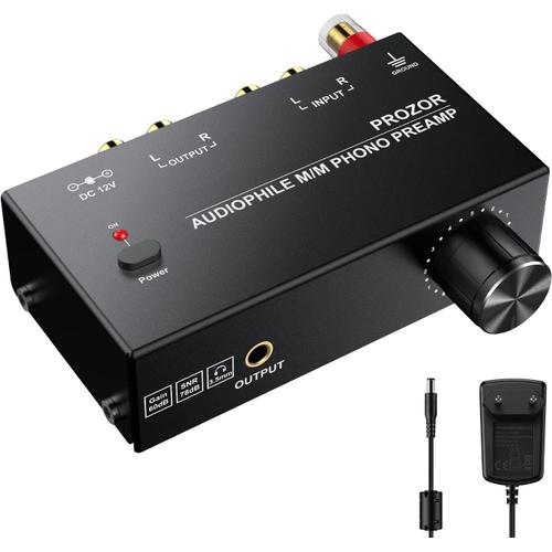 Préamplificateur Phono, préamplificateur Phono Audiophile M/M préamplificateur avec Commandes de Niveau Interfaces d'entrée et de Sortie RCA