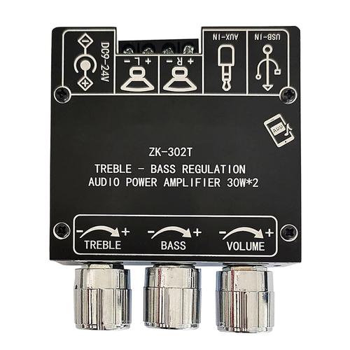 2x30W Carte Amplificateur de Subwoofer Bluetooth Hifi Stéréo 2.0 Module Amplificateur de Puissance avec Contrôle des Aigus et des Basses