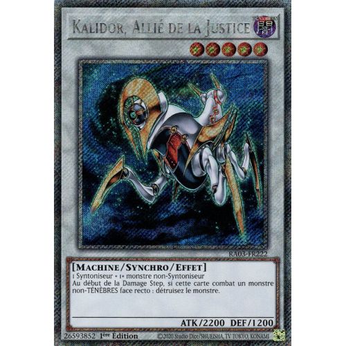Yu Gi Oh Ra03 Fr222 Kalidor Allié De La Justice Platinum Secret Rare