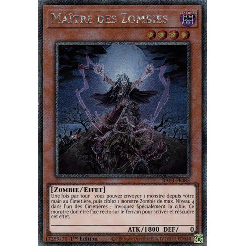 Yu Gi Oh Ra03 Fr185 Maître Des Zombies Platinum Secret Rare