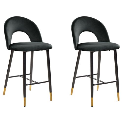 Tabouret De Bar Set De 2 Velours Noir Falton