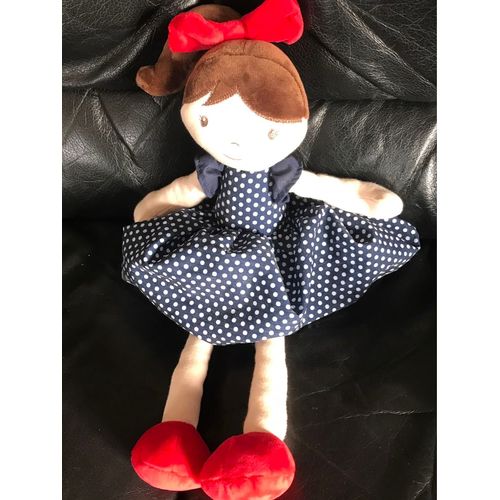 Poupée Peluche Chiffon Jemini Fille Robe Bleue À Pois 48 Cm 