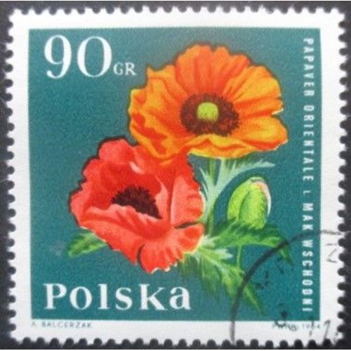 Pologne N°1399 Pavots Oblitéré