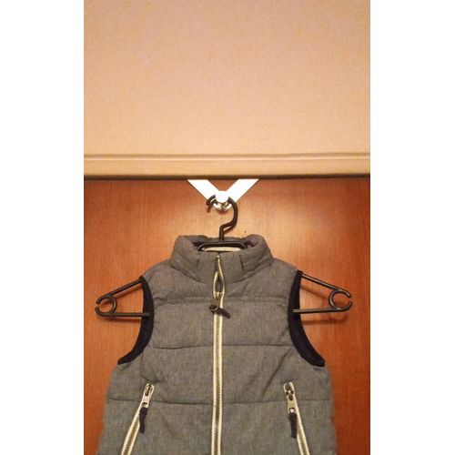 Gilet Molleton Sans Manche Logg H&m, Taille 2 Ans,Coloris Gris, Col Intérieur Rayé Blanc/Bleu.