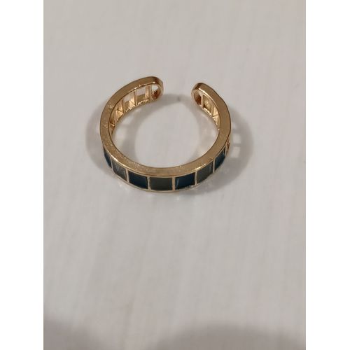 Bague Métal Doré,Ligne De Carré Inox Gris Et Bleu ,Reglable