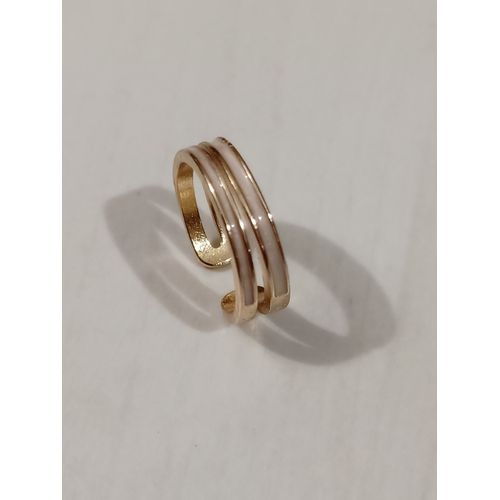 Bague Métal Doré,Double Ligne Inox Blanc ,Reglable