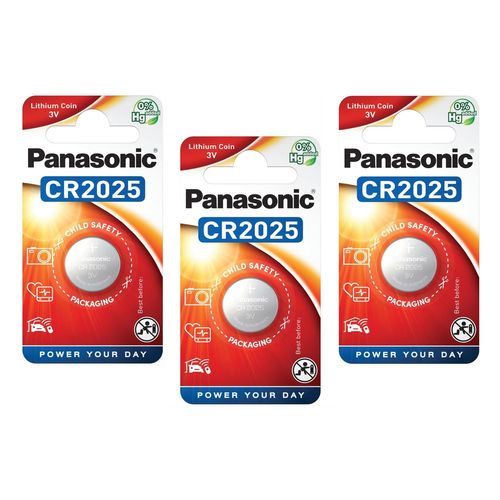 Panasonic Lot de 3 Piles Bouton Cell Power CR2025 Lithium 3V