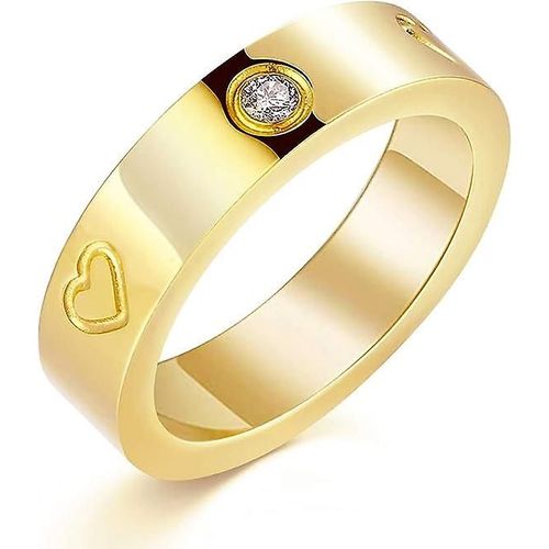 Bague D¿Amitié D¿Amour 18k Or Argent Rose Plaqué Zircone Cubique Acier Inoxydable Bague De Promesse Bande De Mariage Bijoux Cadeaux D¿Anniversaire Pour Les Femmes (Or-10)