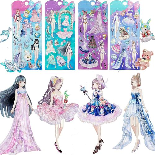 Puffy Sticker Pad Set Livre D'activités: Beauté Princesse Déguisement Fille Et Garçon Mignon Autocollant Réutilisable Pour Le Cadeau D'artisanat Des Tout-Petits