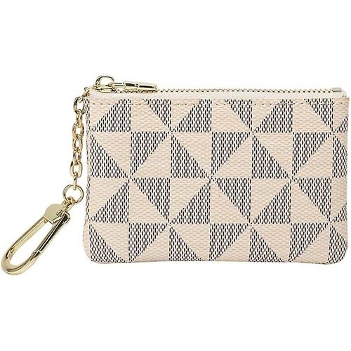 Porte-monnaie à glissière en cuir véritable porte-monnaie porte-monnaie pour femmes avec porte-clés porte-monnaie Unisexe Clutch (blanc)