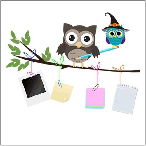 Dessin animé Dessiné à la main Hibou Autocollant mural pour enfants Bébé Enfants Chambres Arrière-plan Décoration de la maison Mural Art Décalcomanies Nursery Stickers - -