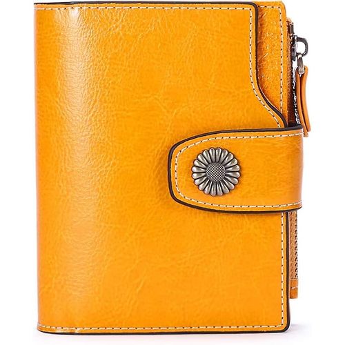 Petit portefeuille pour femmes Cuir véritable Bifold Compact Rfid Bloquant Petit portefeuille pour femmes