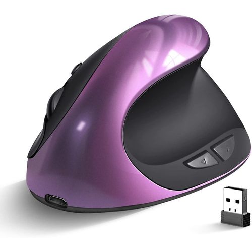 Souris ergonomique sans fil, souris verticale rechargeable Petite souris pour droitier avec 6 boutons 3 réglables 1000/1200/1600 Dpi pour ordinateur portable, ordinateur de bureau, pc