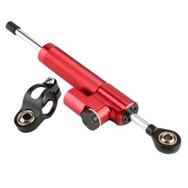 Stabilisateur Universel D'amortisseur De Direction En Alliage D'aluminium Pour Moto (Rouge Et Noir)