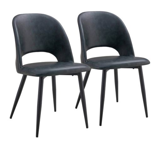 Lot De 2 Chaises En Acier Et Textile Enduit Noir
