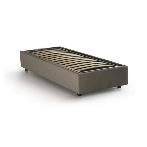 Lit Simple En Similicuir Gris Tourterelle 80x190 Cm
