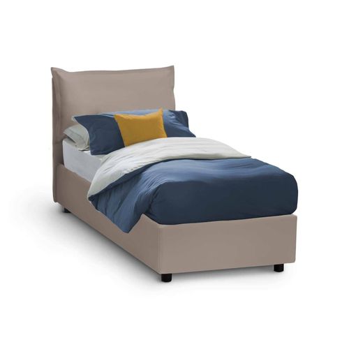 Lit Simple En Similicuir Gris Tourterelle 80x190 Cm