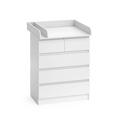 Commode À Langer Avec 5 Tiroirs, Blanc 80 X 100 Cm