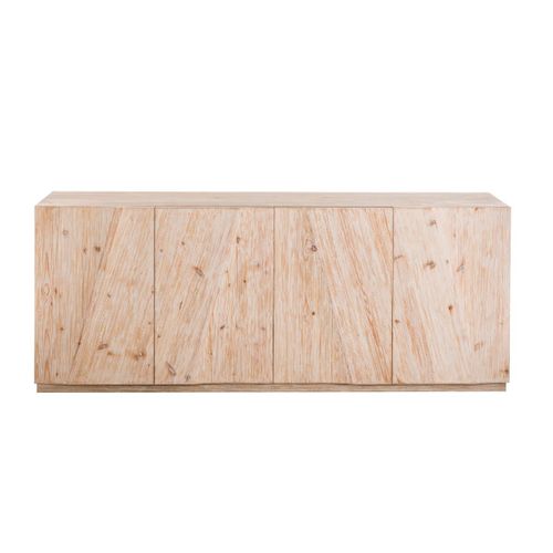 Buffet En Pin Massif Cérusé Orné D'une Barre En Laiton - L200 Cm