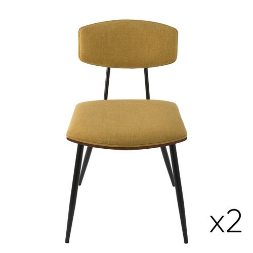 Lot De 2 Chaises En Tissu Moutarde - H24 Cm