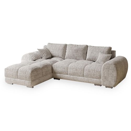 Canapé D'angle 5 Places En Tissu Beige