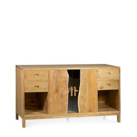 Buffet 4 Tiroirs 2 Portes En Teck Beige L 170 Cm