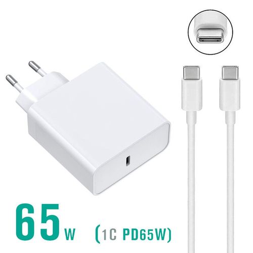Chargeur USB Type-C PD,adaptateur secteur pour ordinateur portable,Macbook Pro 12,13,Huawei,Matebook,HP,DELL,Notebook,45W,65W,87W,20V,3,25 A - Type 65W white