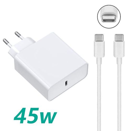 Chargeur USB Type-C PD,adaptateur secteur pour ordinateur portable,Macbook Pro 12,13,Huawei,Matebook,HP,DELL,Notebook,45W,65W,87W,20V,3,25 A - Type 45W White