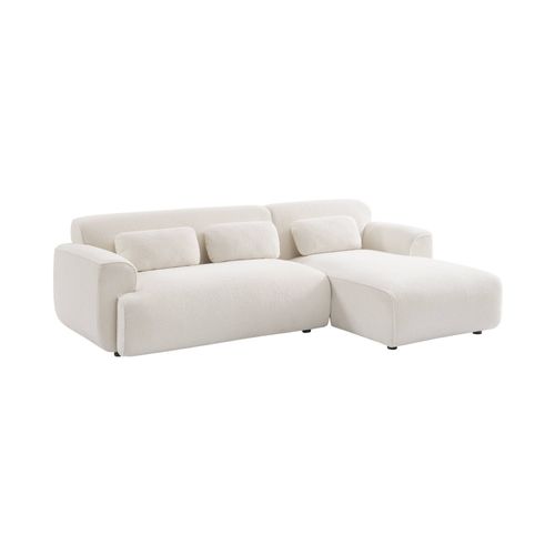 Canapé 3 Places. Angle Droit. Tissu Bouclette. Wallas. L 196 X P 151 / 91 / X H 73cm
