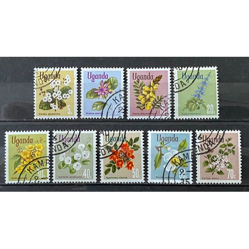 Lot De 9 Timbres Oblitérés Ouganda 1969
