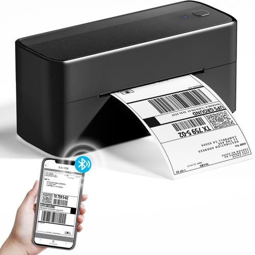 Imprimante d'étiquettes Bluetooth, PM241BT Imprimante Thermique Ttiquette 4X6, Imprimante d'étiquettes d'expédition Bluetooth Label Printer pour Code à Barres, , DHL, FedEx, UPS