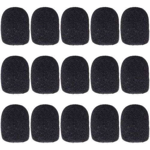 Lot de 15 bonnettes en mousse pour micro-cravates, micro de casque, noir