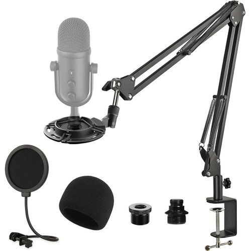 Razer Seiren V2 Pro Support Microphone Réglable, Suspension à Ciseaux Pied de Micro Bras Support avec Suspension Antichoc, Filtre Pop, Robuste Pince C Table pour Micro Razer Seiren V2 Pro
