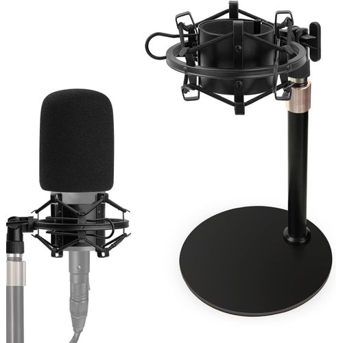 AT2020 Support de Microphone, Réglable Pied de Micro Support Avec Suspension Antichoc, Filtre Anti-pop, Base Lestée en Métal, pour Micro Audio Technica AT2020 AT2020USB AT2020USB + AT2035
