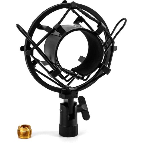 Shock Mount Micro en Metal, Pied de Micro Shock Mount Anti-Vibration pour Microphone à Condensateur avec Diamètre de 45 mm-50 mm (Noir)